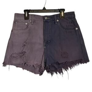 lucky brand purple two tone jean fringe shorts size 4